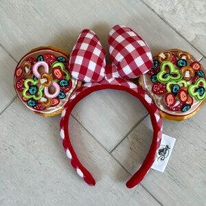 New! Tokyo Disney Sea Resort Minnie Ears Pizza Italy Plush Mickey Headband Japan